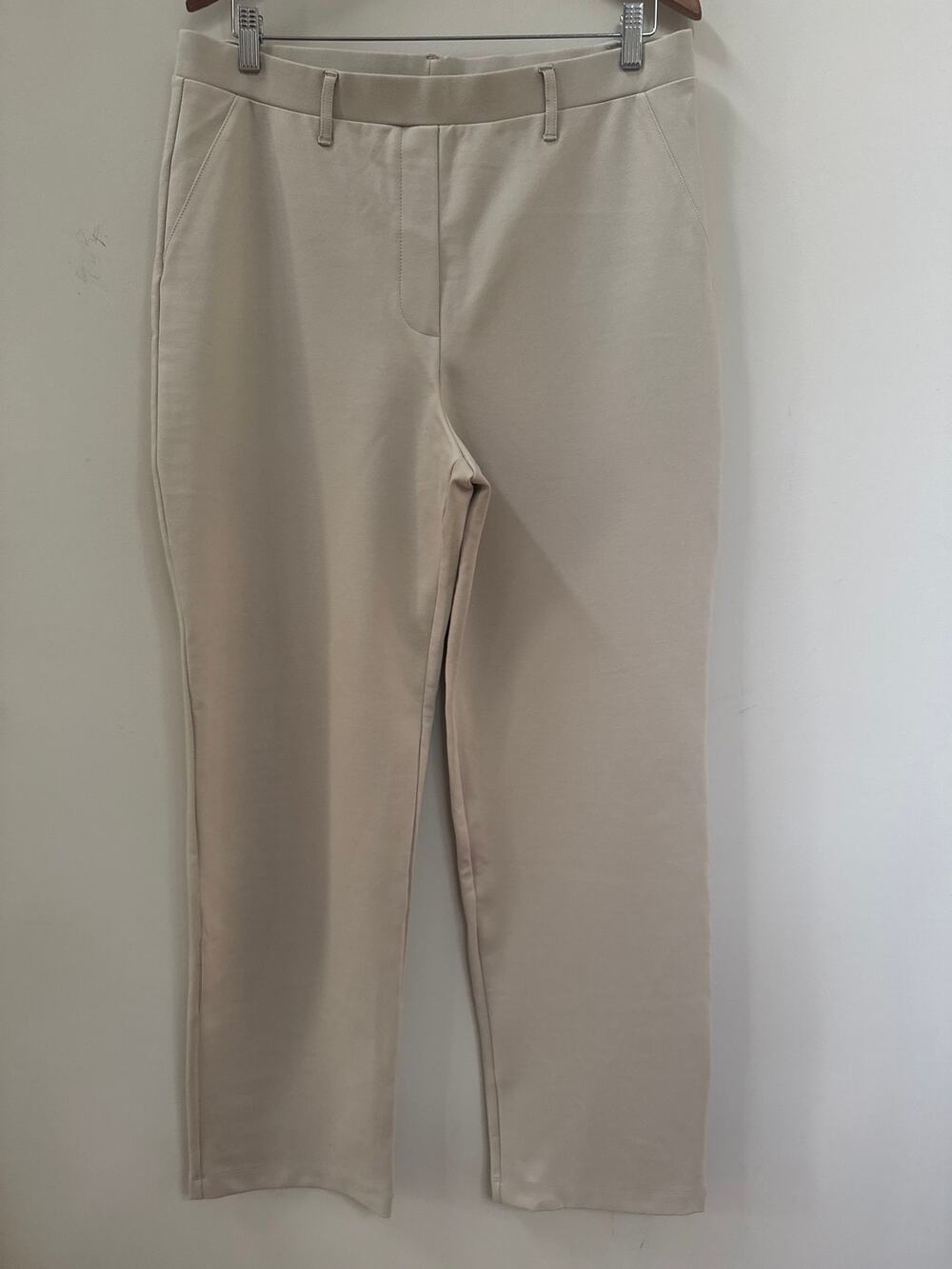 NWT Quince Ultra Stretch Ponte Straight Leg Pants Ecru Women's XL Career Capsule